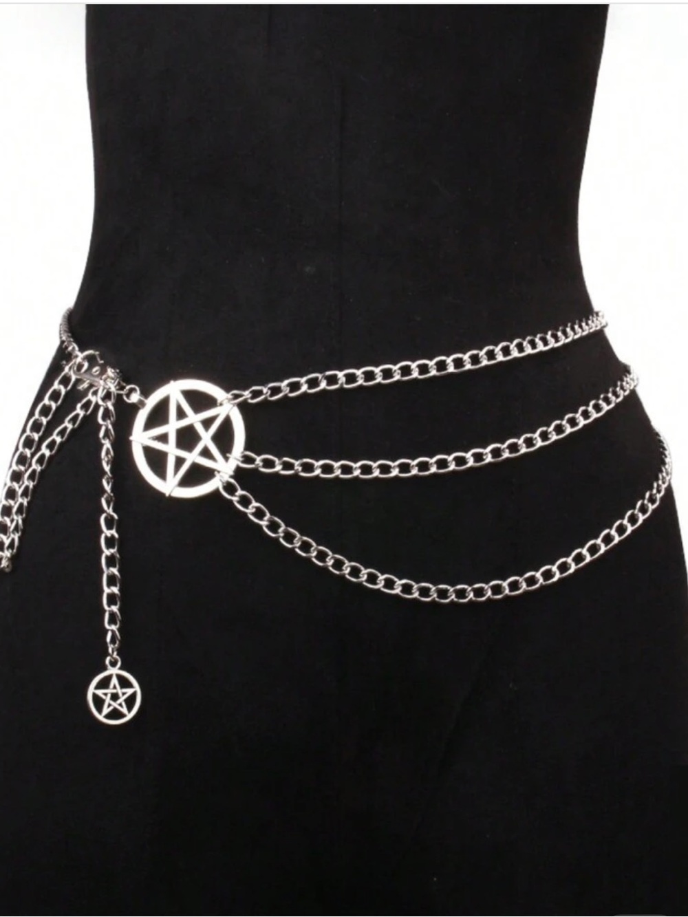 Silver Pentagram Multi-Chain Waist Belt - Women Accessories